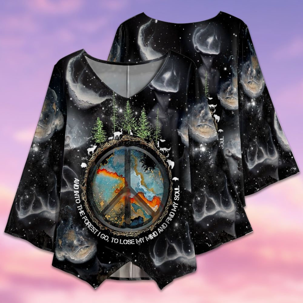 Hippie Into The Forest I Go to Lose My Mind And Find My Soul - V-neck T-shirt - Owls Matrix LTD