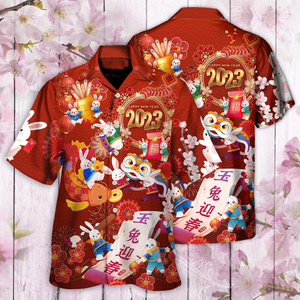 Chinese Lunar Year Rabbit Happy New Year 2023 - Hawaiian Shirt - Owls Matrix LTD