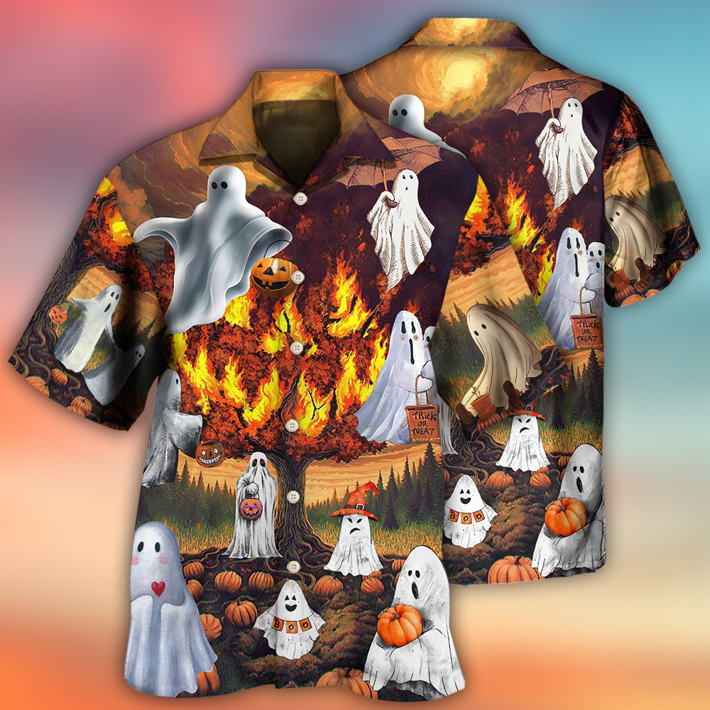 Halloween Boo Pumpkin Burning Scary - Hawaiian Shirt - Owls Matrix LTD