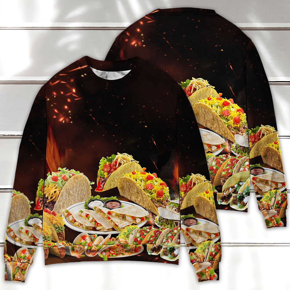 Food Tacos Fast Food Delicious - Sweater - Ugly Christmas Sweaters - Owls Matrix LTD