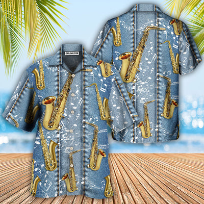 Saxophone Jeans Art Music Note - Hawaiian Shirt - Owls Matrix LTD