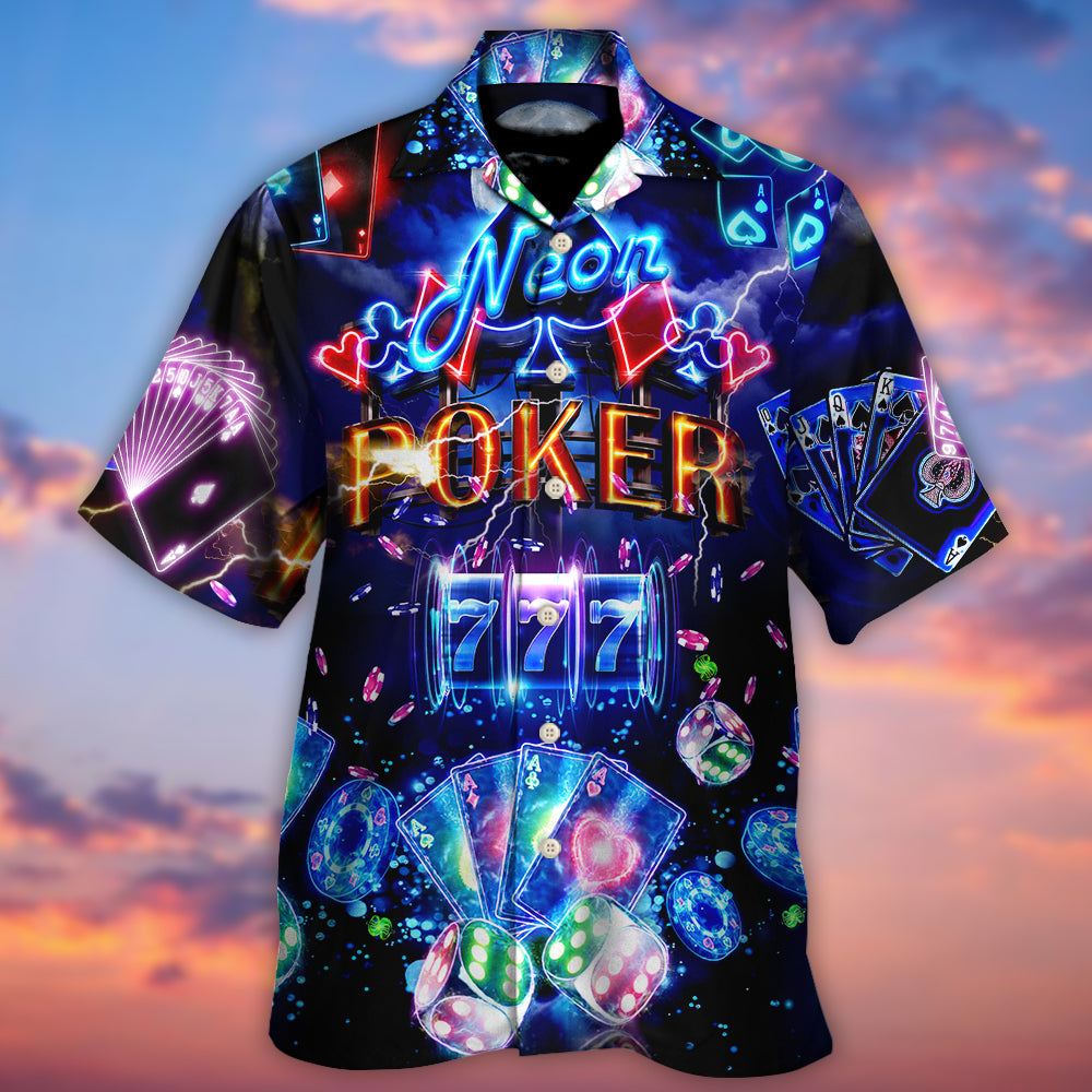 Poker Neon Casino Slot Machine With Jackpot - Hawaiian Shirt - Owls Matrix LTD
