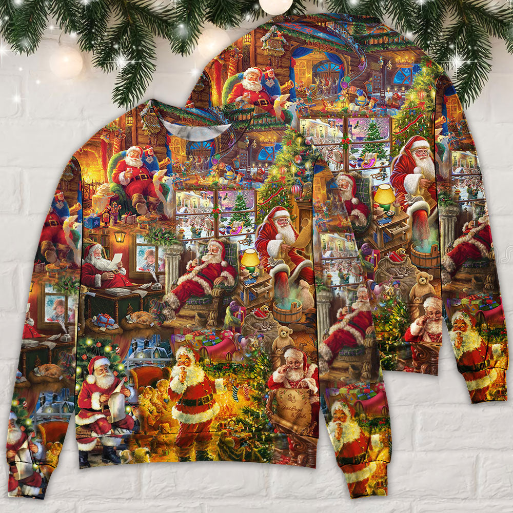 Santa Christmas Happy Holiday Season Of Joy - Sweater - Ugly Christmas Sweaters - Owls Matrix LTD