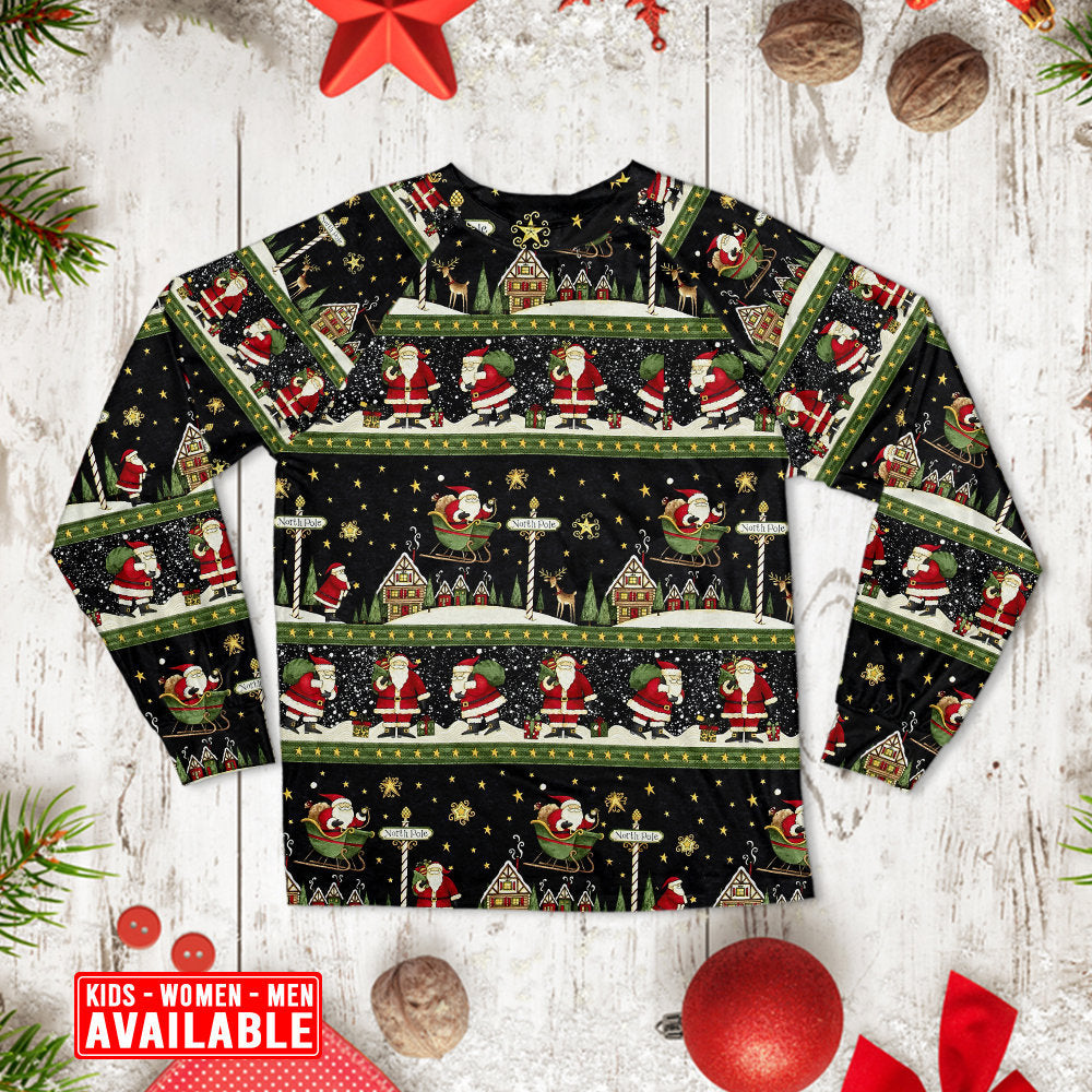 Christmas Santa Claus Big Night - Pajamas Long Sleeve - Owls Matrix LTD