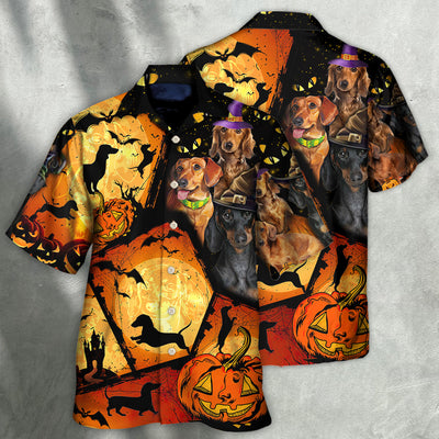 Halloween Dachshund Pumpkin Scary - Hawaiian Shirt - Owls Matrix LTD