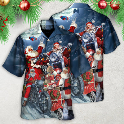 Christmas Santa I Don't Need Reindeer I Have Motorbike - Hawaiian Shirt - Owls Matrix LTD