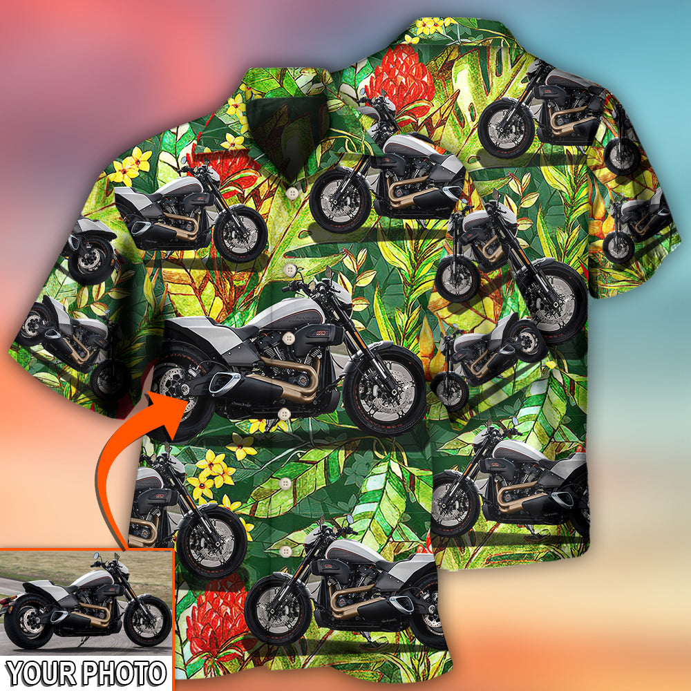Motorcycle Cool Style Tropical Flower Custom Photo - Hawaiian Shirt - Owls Matrix LTD