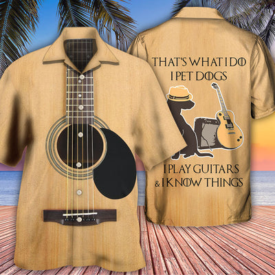 Guitar I Pet Dog I Play Guitar I Know Things - Hawaiian Shirt - Owls Matrix LTD