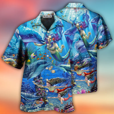 Dolphin Mermaid Lover Blue Sea Style - Hawaiian Shirt - Owls Matrix LTD