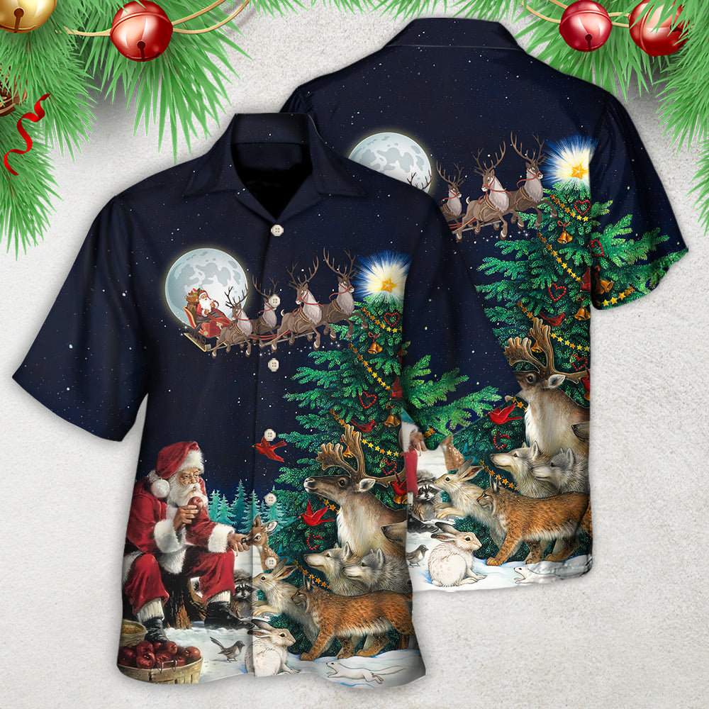 Christmas Santa Giving Christmas For Everyone Christmas Night - Hawaiian Shirt - Owls Matrix LTD