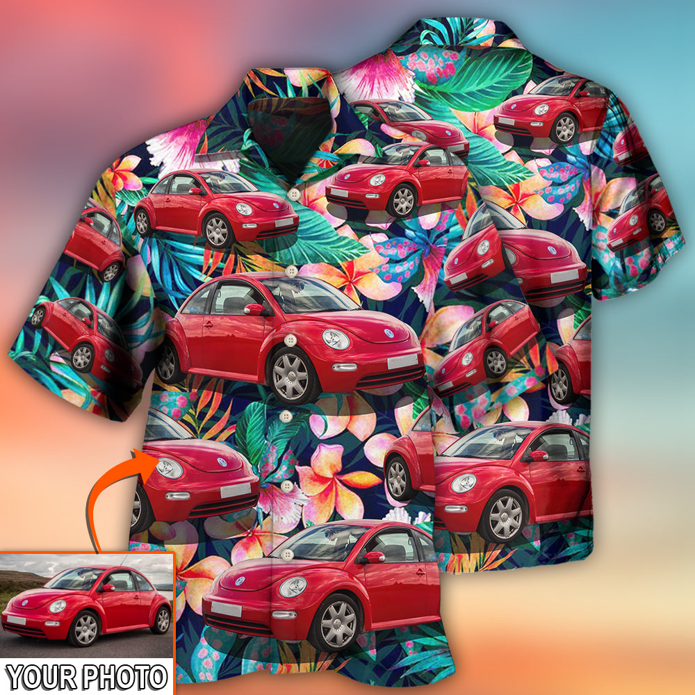 Car Beetle Car Luxury Tropical Flower Custom Photo - Hawaiian Shirt - Owls Matrix LTD
