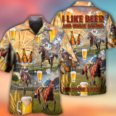 Beer And Horse Racing On The Steppe - Hawaiian Shirt - Owls Matrix LTD