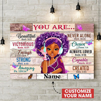 Black Girl You Are Beautiful Strong Amazing Perzonalized - Horizontal Poster - Owls Matrix LTD