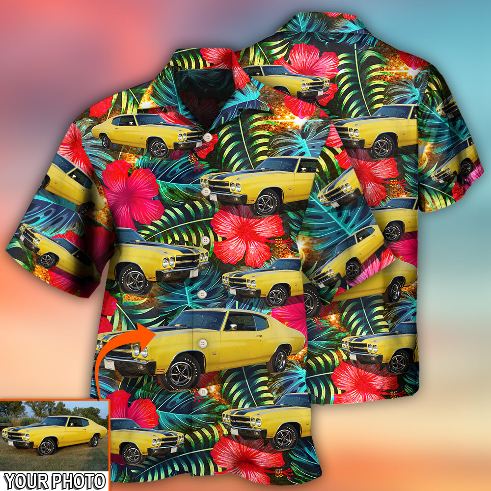 Car Chevelle Car Cool Tropical Flower Custom Photo - Hawaiian Shirt - Owls Matrix LTD