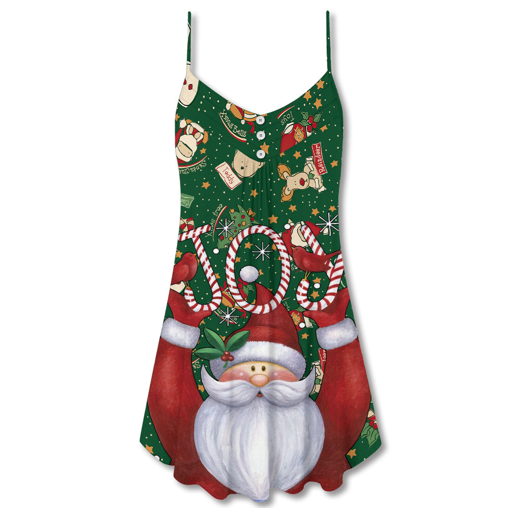 Christmas Santa Claus Lover Joy - V-neck Sleeveless Cami Dress - Owls Matrix LTD