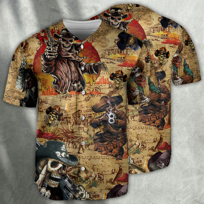 Pirate Cowboy Skull Love Life Vintage - Baseball Jersey - Owls Matrix LTD
