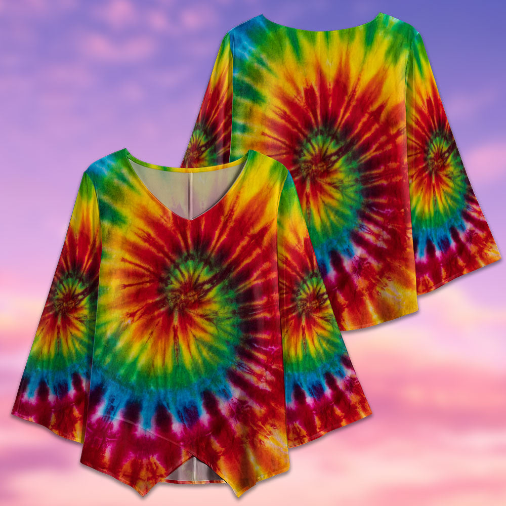 Hippie Tie Dye Colorful - V-neck T-shirt - Owls Matrix LTD