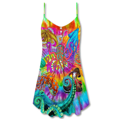 Hippie Let's Get Octopus - V-neck Sleeveless Cami Dress - Owls Matrix LTD
