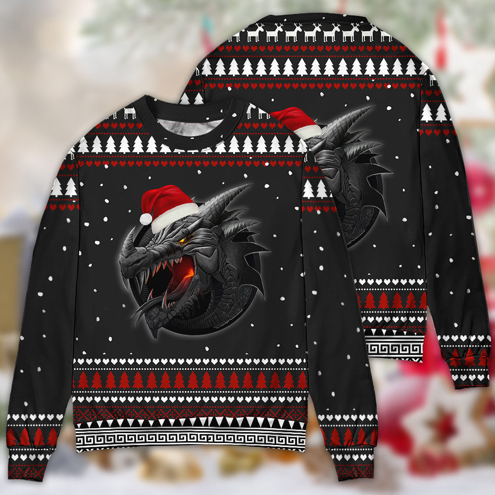 Dragon Merry Christmas Stronger - Sweater - Ugly Christmas Sweaters - Owls Matrix LTD