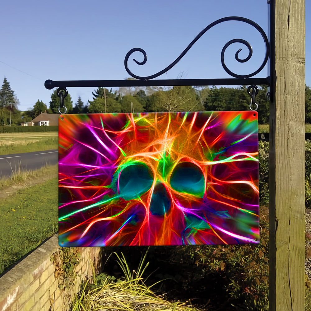 Skull Rainbow Color Love Cool Style - Metal Sign - Owls Matrix LTD