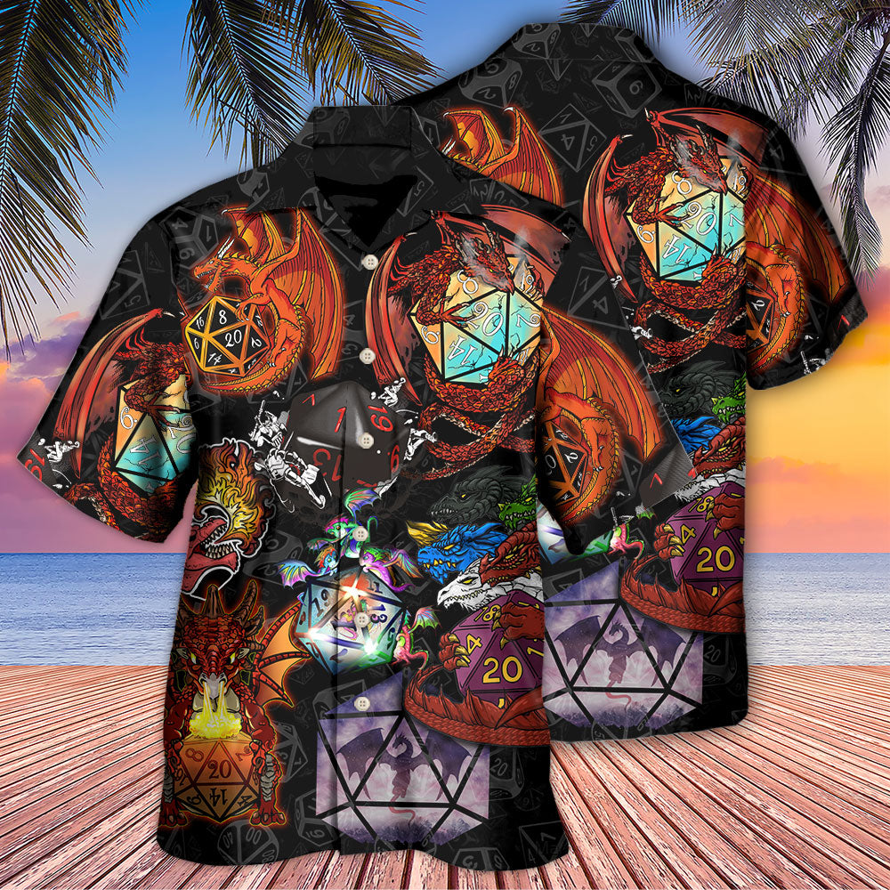 D20 And Fire Dragon Art - Hawaiian Shirt - Owls Matrix LTD