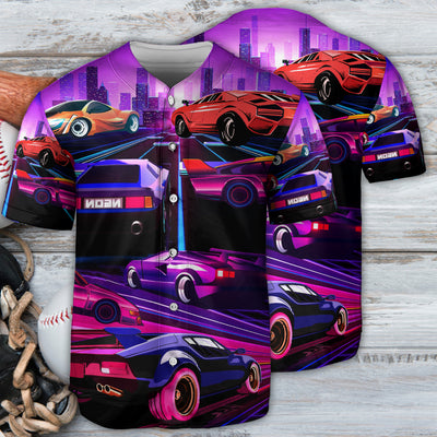 Car Love Racing Car In The Neon City Fast Style - Baseball Jersey - Owls Matrix LTD