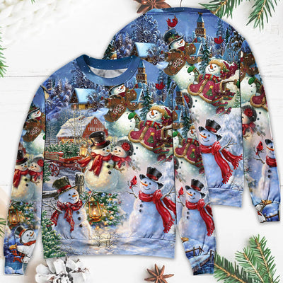 Christmas Snowman Lover Happy Couple Snowman - Sweater - Ugly Christmas Sweaters - Owls Matrix LTD