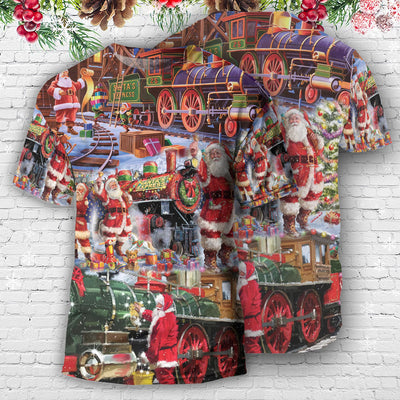 Santa Christmas Snow Village Christmas Spirit Of Giving - Round Neck T-shirt - Owls Matrix LTD