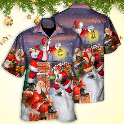 Christmas Having Fun With Santa Claus Gift For Xmas Art Style - Hawaiian Shirt - Owls Matrix LTD