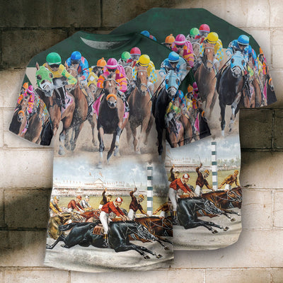 Horse Racing Great Horse Best Seat - Round Neck T-shirt - Owls Matrix LTD