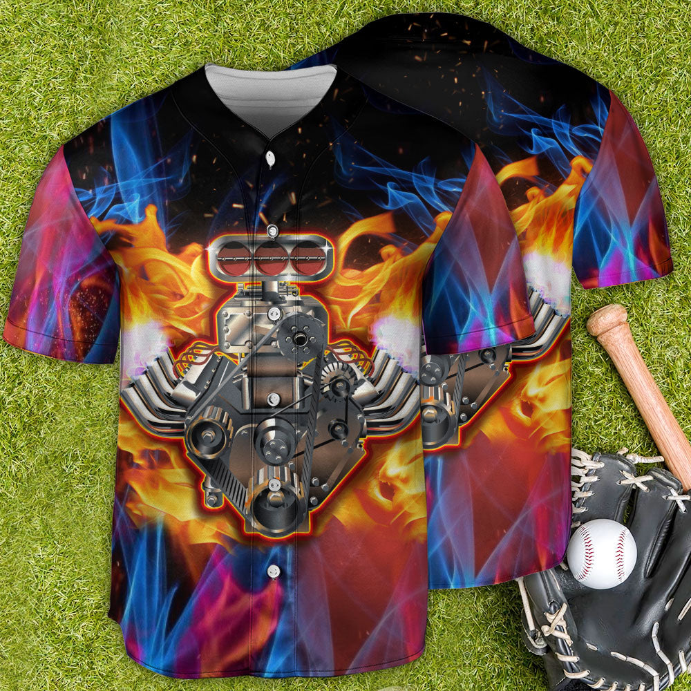 Hot Rod Classic Muscle And Flame - Baseball Jersey - Owls Matrix LTD