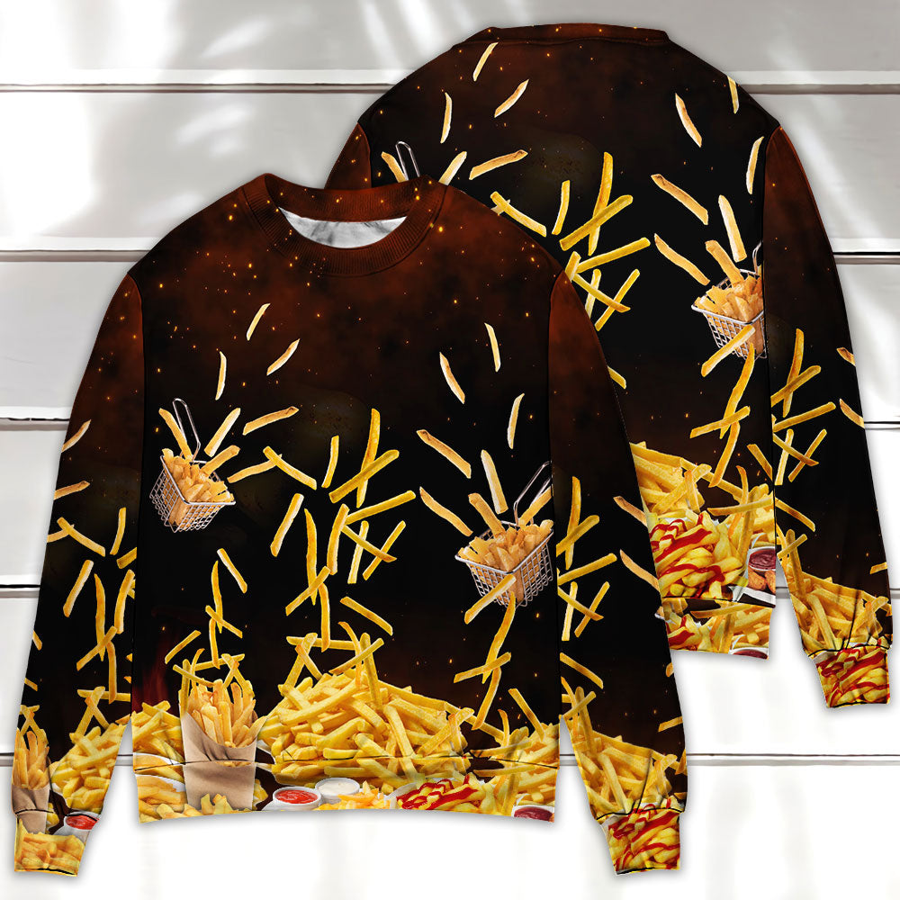 Food French Fries Fast Food Delicious - Sweater - Ugly Christmas Sweaters - Owls Matrix LTD