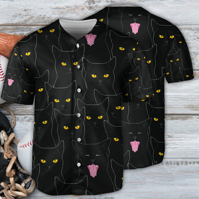 Black Cat Lovely Looking At You - Baseball Jersey - Owls Matrix LTD