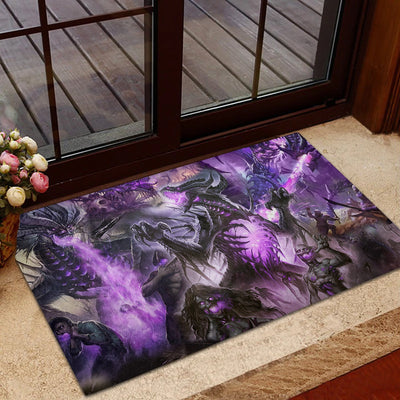 Skull Dragon Love Life Purple - Doormat - Owls Matrix LTD