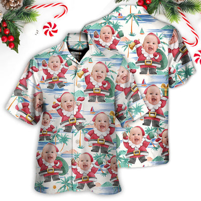 Christmas Santa Summer Beach Custom Photo - Hawaiian Shirt - Owls Matrix LTD