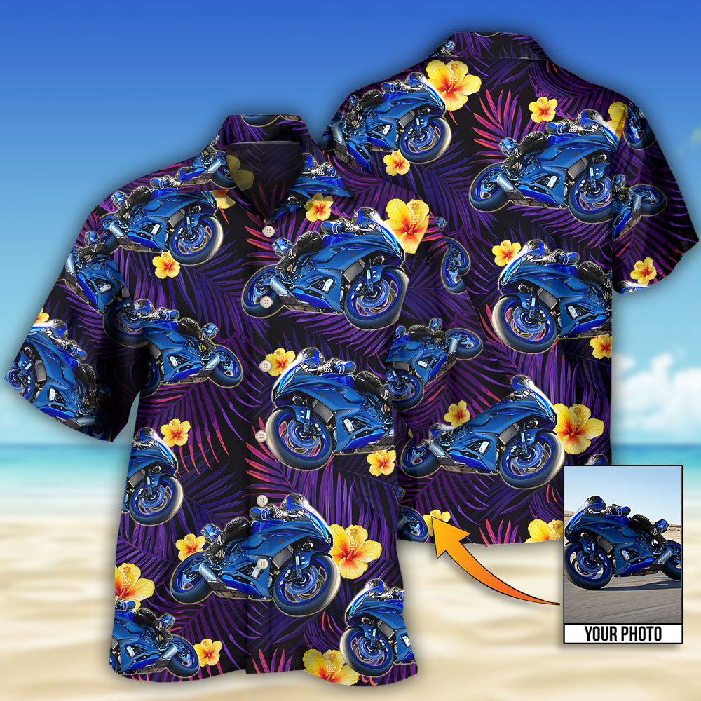 Trooper Motorcycle Tropical Custom Photo - Hawaiian Shirt - Owls Matrix LTD