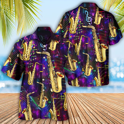 Saxophone Music Neon Art - Hawaiian Shirt - Owls Matrix LTD