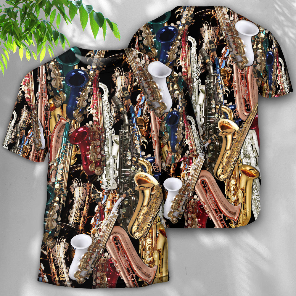 Saxophone I Don't Need Therapy I Just Need Saxophone - Round Neck T-shirt - Owls Matrix LTD