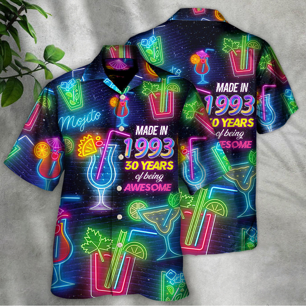 Cocktail Drinking Cocktail Made In 1993 Neon Style - Hawaiian Shirt - Owls Matrix LTD