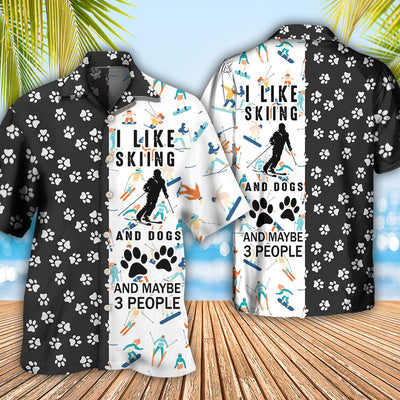 Skiing I Like Skiing And Dogs - Hawaiian Shirt - Owls Matrix LTD
