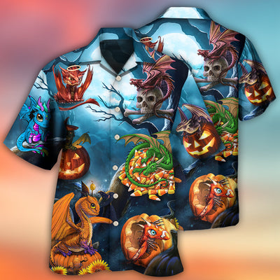 Halloween Dragon Pumpkin Scary Sky Night - Hawaiian Shirt - Owls Matrix LTD