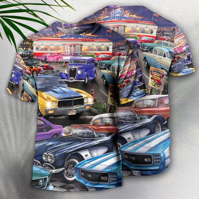 Car Classic Car Show Life Style - Round Neck T-shirt - Owls Matrix LTD