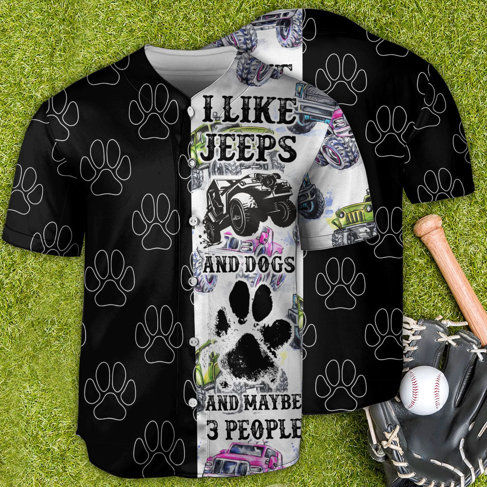 Jeep I Like Jeeps And Dogs - Baseball Jersey - Owls Matrix LTD