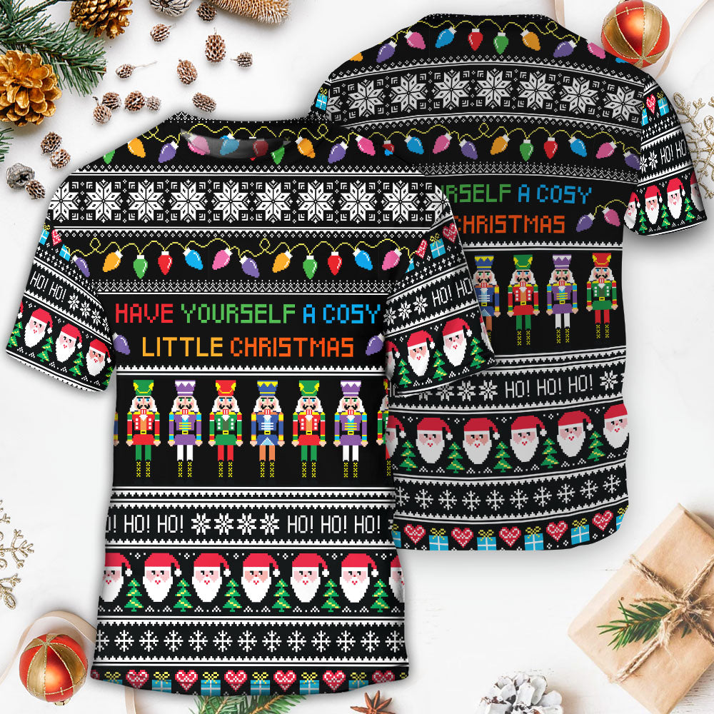 Christmas Have Yourself A Cosy Little Christmas - Round Neck T-shirt - Owls Matrix LTD