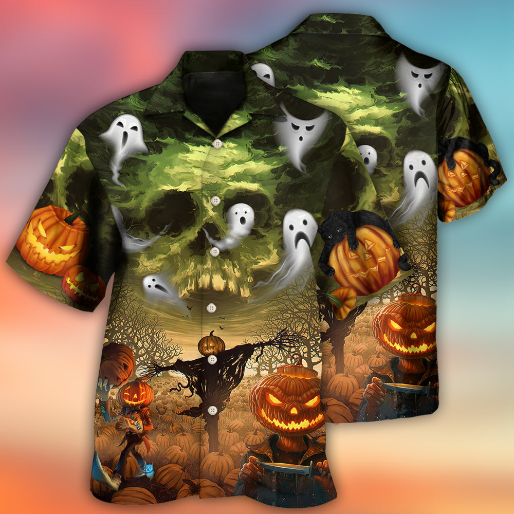 Halloween Pumpkin Crazy Ghost Style - Hawaiian Shirt - Owls Matrix LTD