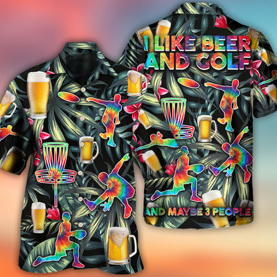 Beer And Disc Golf Tropical Flower Tie Dye - Hawaiian Shirt - Owls Matrix LTD