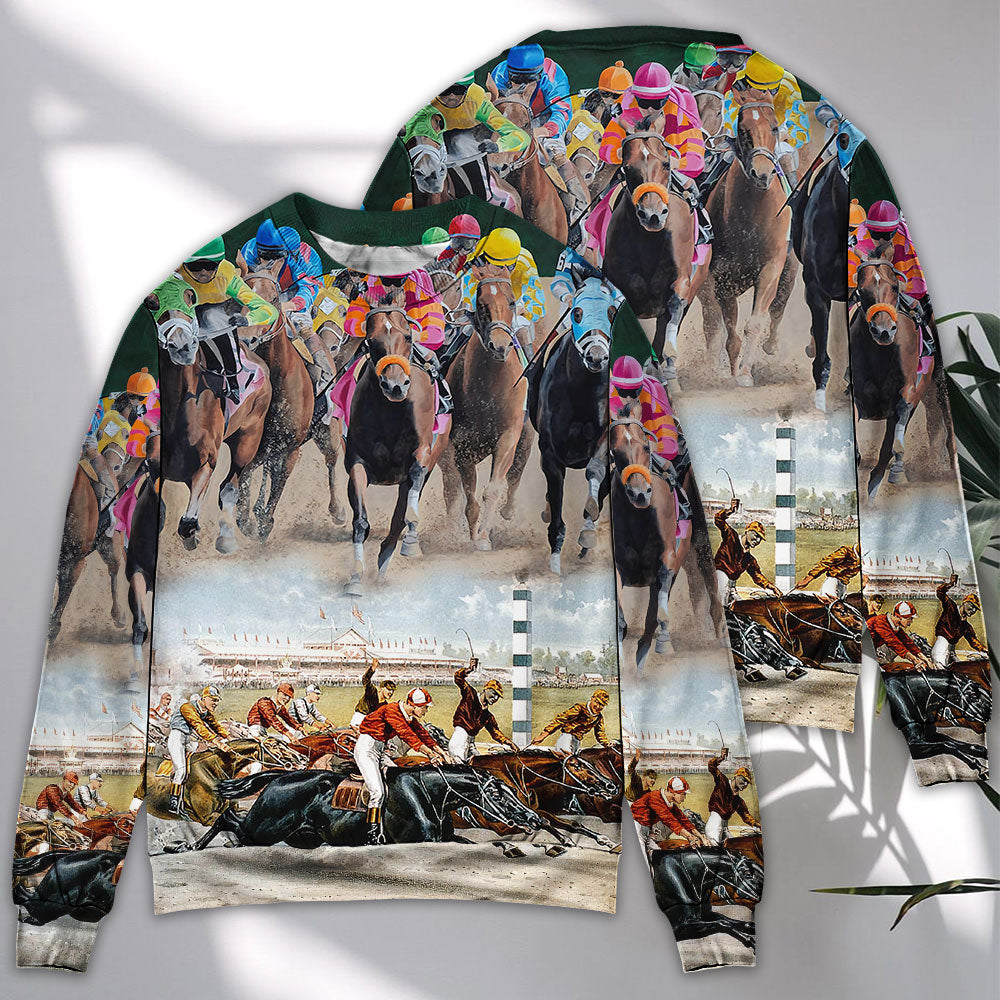 Horse Racing Great Horse Best Seat - Sweater - Ugly Christmas Sweaters - Owls Matrix LTD