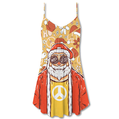 Christmas Santa Cutie Hippie Groovy - V-neck Sleeveless Cami Dress - Owls Matrix LTD