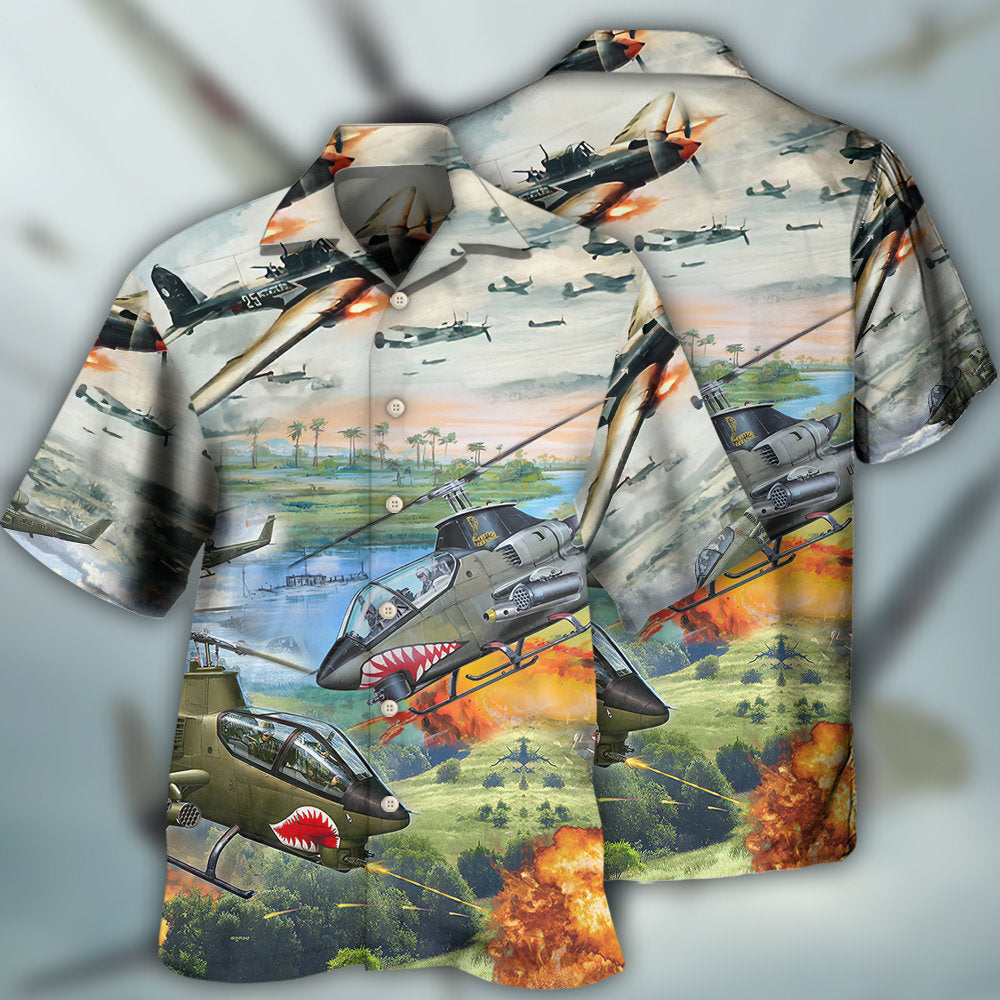 Combat Aircraft Military Planes - Hawaiian Shirt - Owls Matrix LTD
