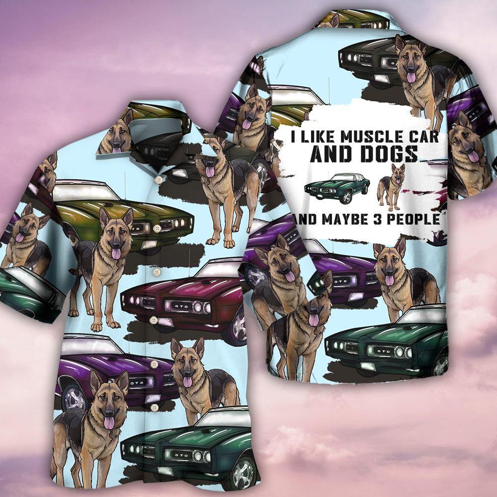 Car Muscle Car And Dog - Hawaiian Shirt - Owls Matrix LTD